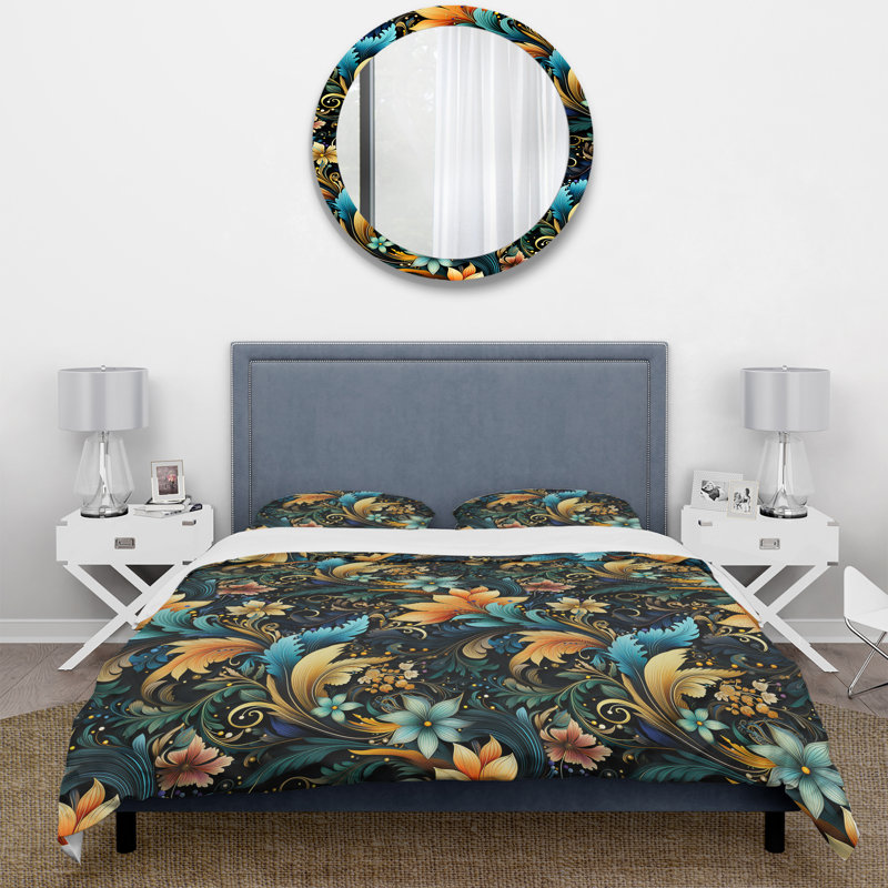Ensemble de housse de couette à motif cachemire contemporain en polyester microfibre Contemporary Nature