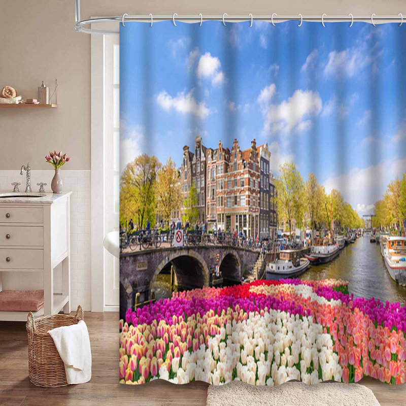 Rideau de douche transparent transparent, rideaux de douche pour la salle de bain avec 12 crochets, 72" L x 72" W