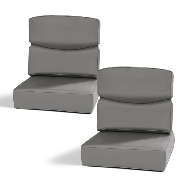  Smile Outdoor Chair Cushions Set, Sunbrella Fabric High Back and Deep Seating Outdoor Cushion, Set of 2, Canvas Charcoal