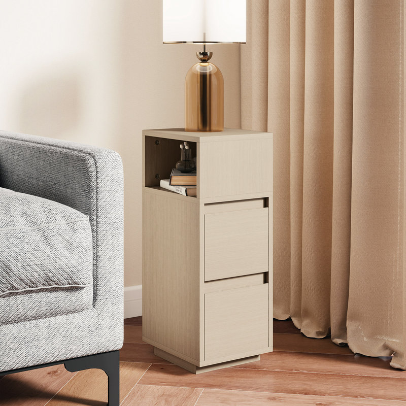 25cm W Particle Board Bedside Table, Natural Wood Finish