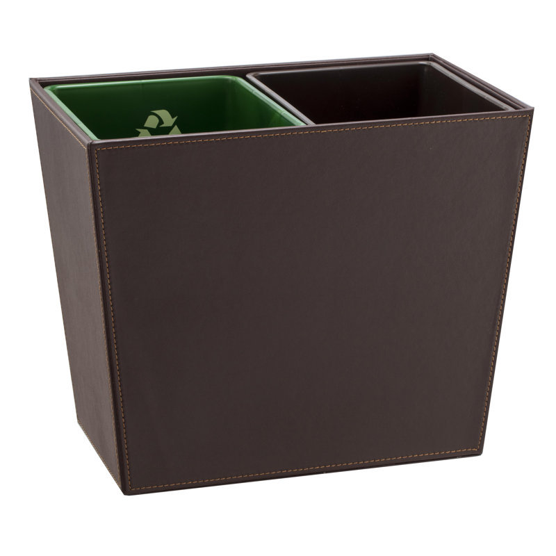 Corbeille ouverte 13 pintes avec doublure en similicuir Zhanelle, Chocolat / vert