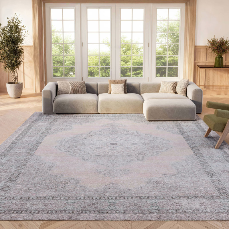 Tapis beige / vert clair Alma, Rectangle 8 pi x 10 pi