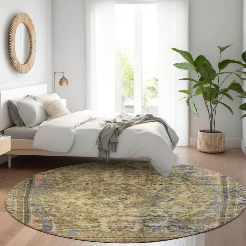 Tapis intérieur / extérieur lavable à la machine Claudian ACN1646, Rond 8 pi