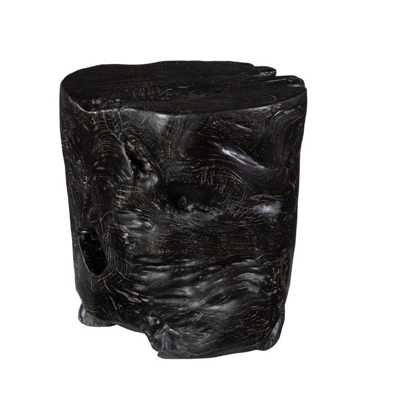 Tabouret d'appoint en bois massif noir délavé