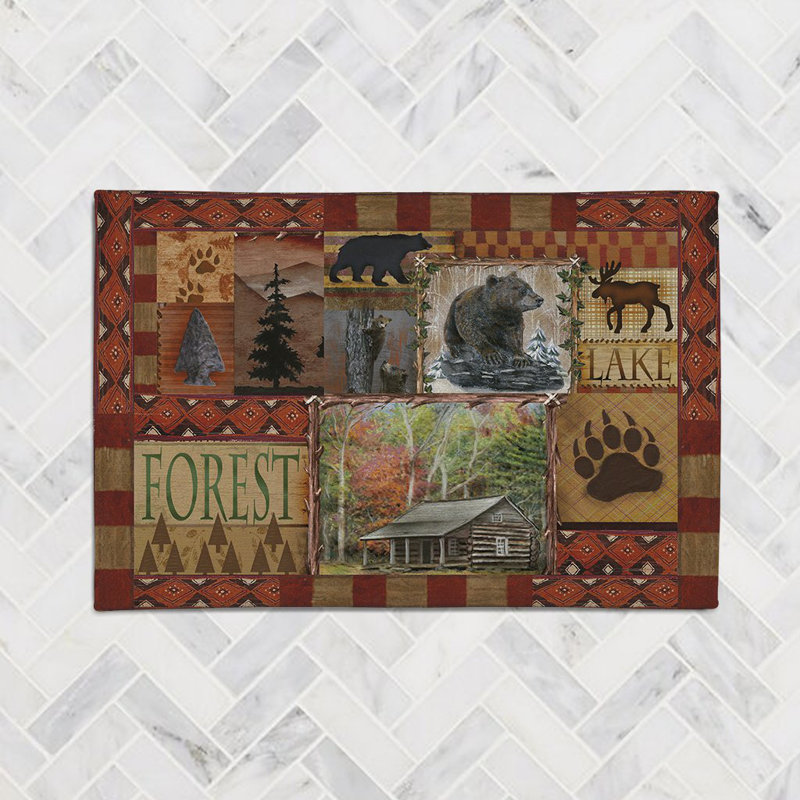 Cabin Collage Chenille Indoor Rug, Rectangle 5' x 7'