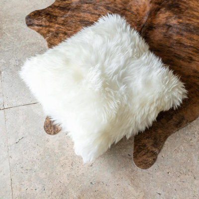 Genuine Sheepskin Accent Throw Pillow Cover For Sofa & Bed – 16'' X 16''