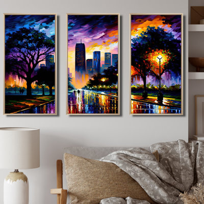 Ensemble coloré d'art urbain sur toile «Houston» coloré