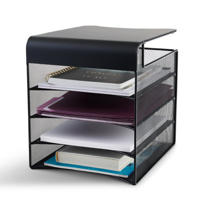 Onyx Mesh Solid Top Horizontal Hanging Paper Tray