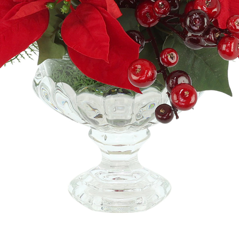 Holiday Floral Arrangement with Poinsettias and Berries