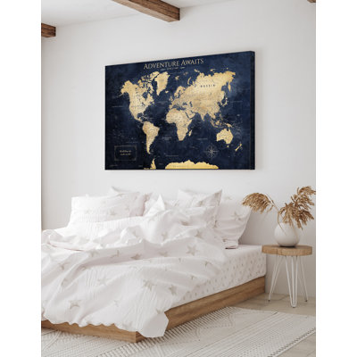 Canvas World Maps for Wall Decor, Push Pin Board Decor to Mark Travels, Oversize World Travel Map Print for Home, Office, Study, and RV, Ready to Hang