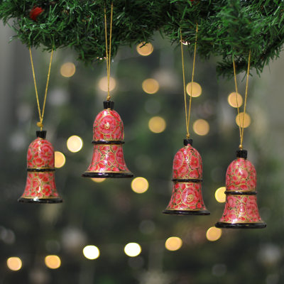 NOVICA Handmade Bells Of Christmas Papier Mache Ornaments (Set Of 4)