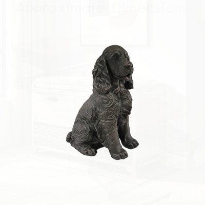 Realistic Sitting Cocker Spaniel Dog Statue, Lifelike Puppy Figurine, Perfect for Outdoor Garden and Home Decor