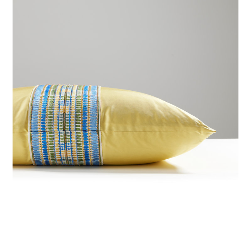 The MET x The House of Scalamandre Amarna/Olympia Taffeta Pillow, Nile Blue/Daffodil