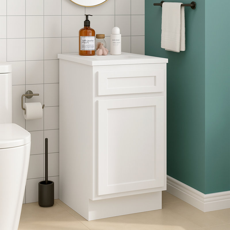 Base de meuble-lavabo simple autoportante de 15 po seulement, Blanc