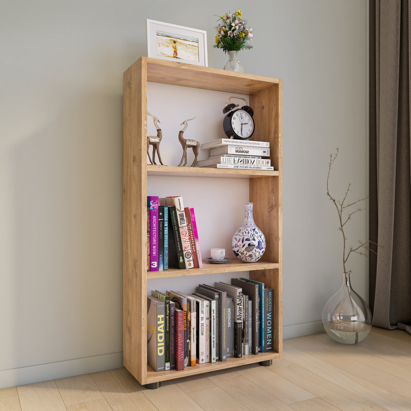 Athene 108cm H x 56cm W Standard Bookcase, Brown, white and pink