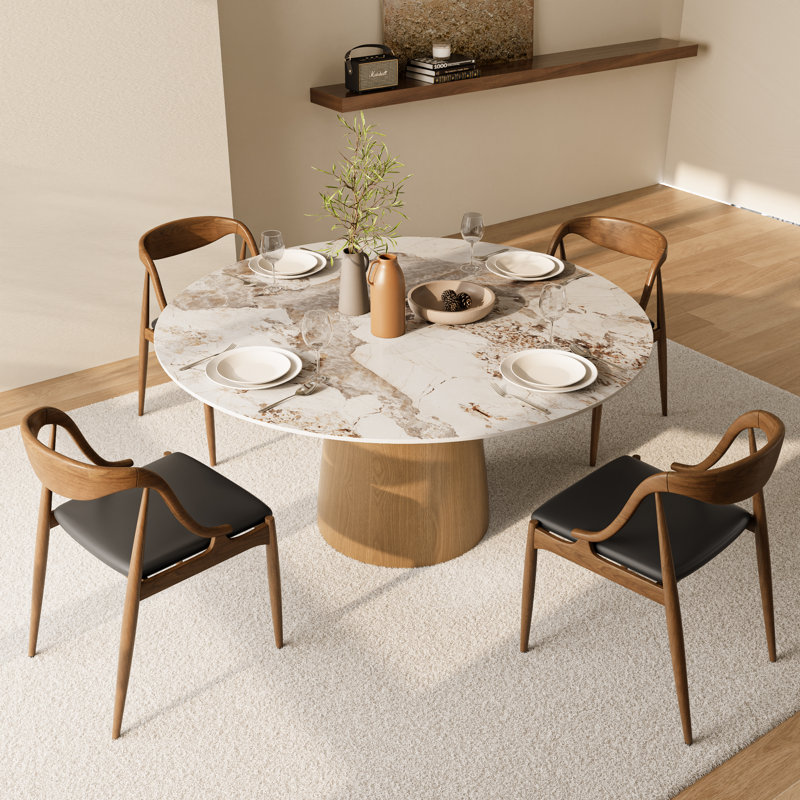 Table de salle à manger Bobrow Natural, Bois, Pandora, 29,52 po x l 53,15 po x P 53,15 po