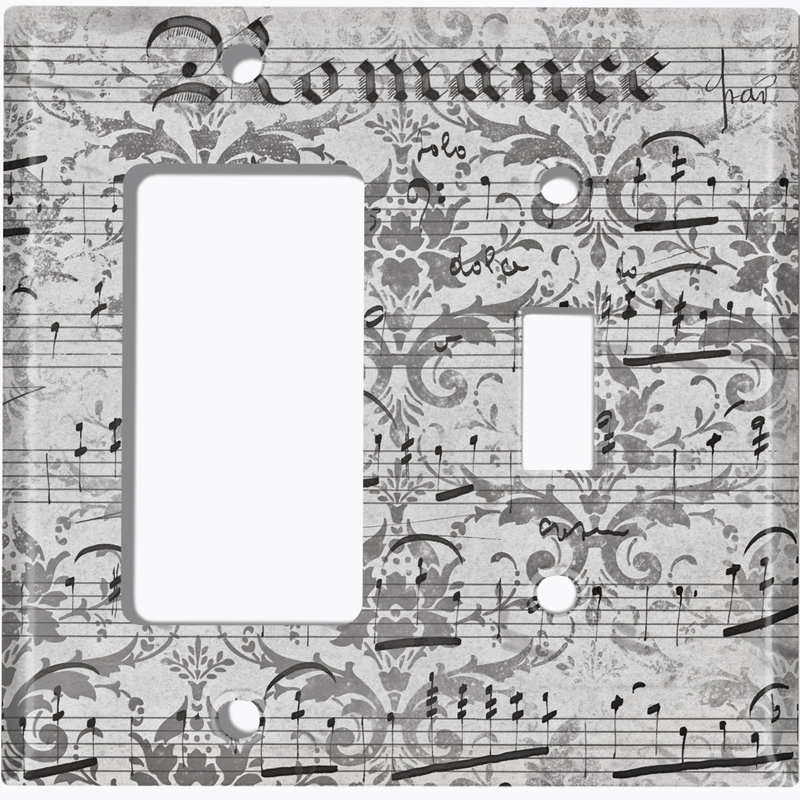 Patterned 2 - Gang Combination Plate Standard Combination Wall Plate, Gray