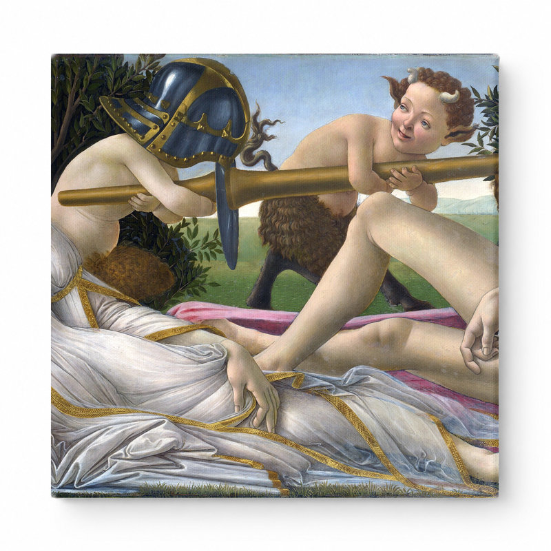 Vénus et Mars (vers 1485) - art mural carré sur toile, 16" W x 16" H