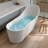 SwanLounge 70.5"×30" Freestanding Solid Surface Stone Resin Bathtub, Deep Soaking Tub With Overflow, Pop-up Drain