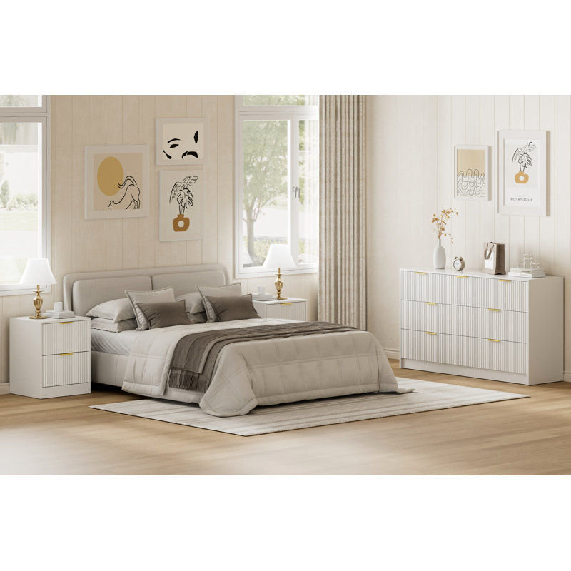 3-Piece 7-Drawer Dresser & 2-Drawer Nightstand Set, White