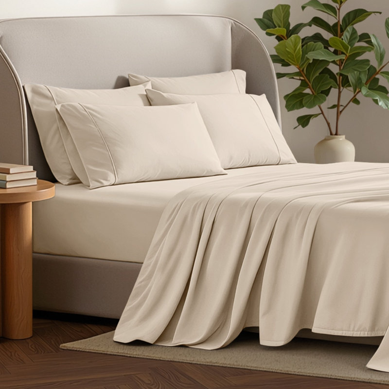 Microfiber Sheet Set with Bonus Pillowcase Set, King, Sand