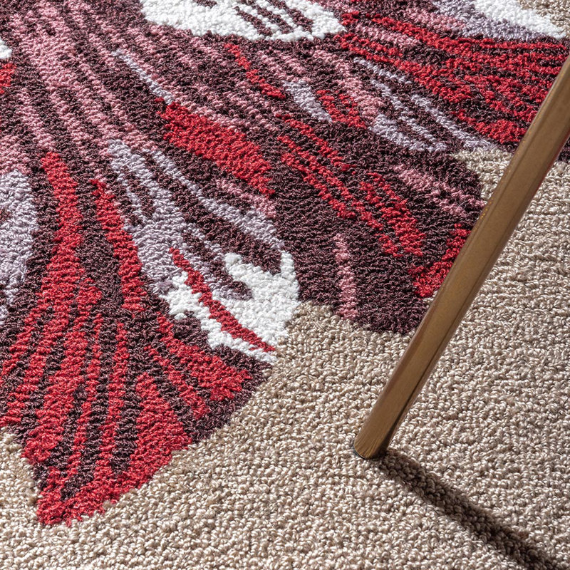 Floral Area Rug in Burgundy/Green/Brown, Rectangle 8'2" x 11'6"