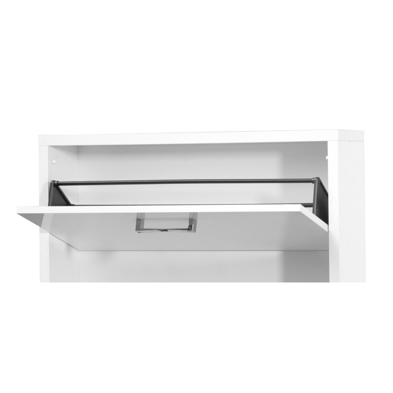 9 Pair Flip Down Shoe Storage, White Lacquered
