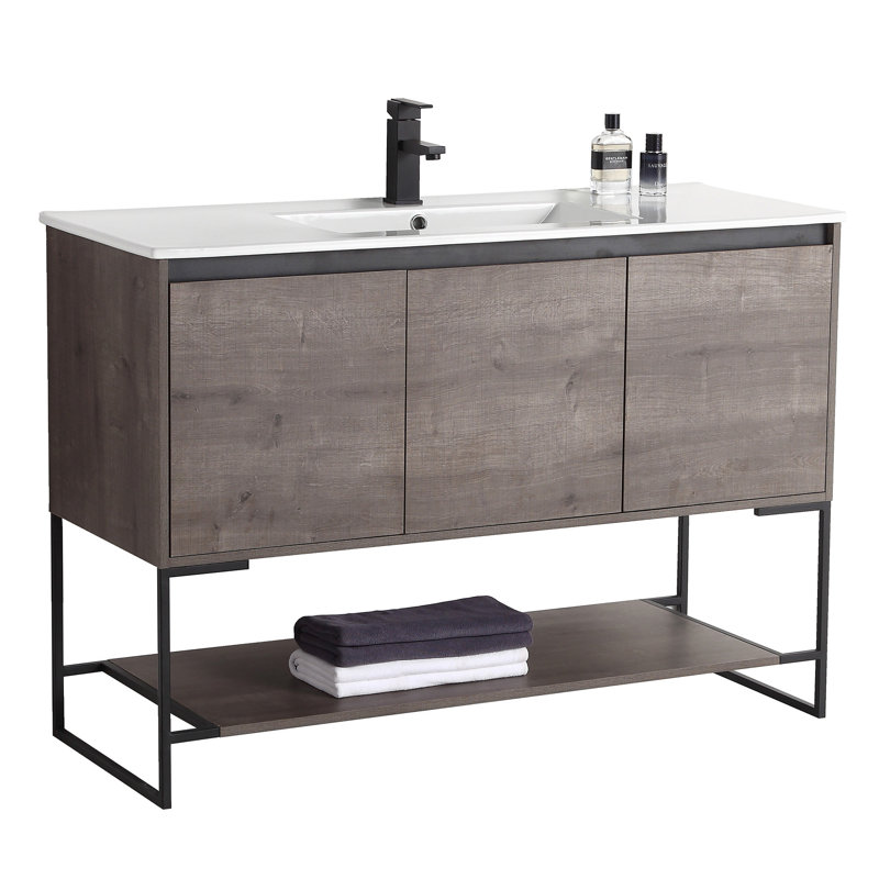 Ensemble de meuble-lavabo simple 48 po Carliana, gris