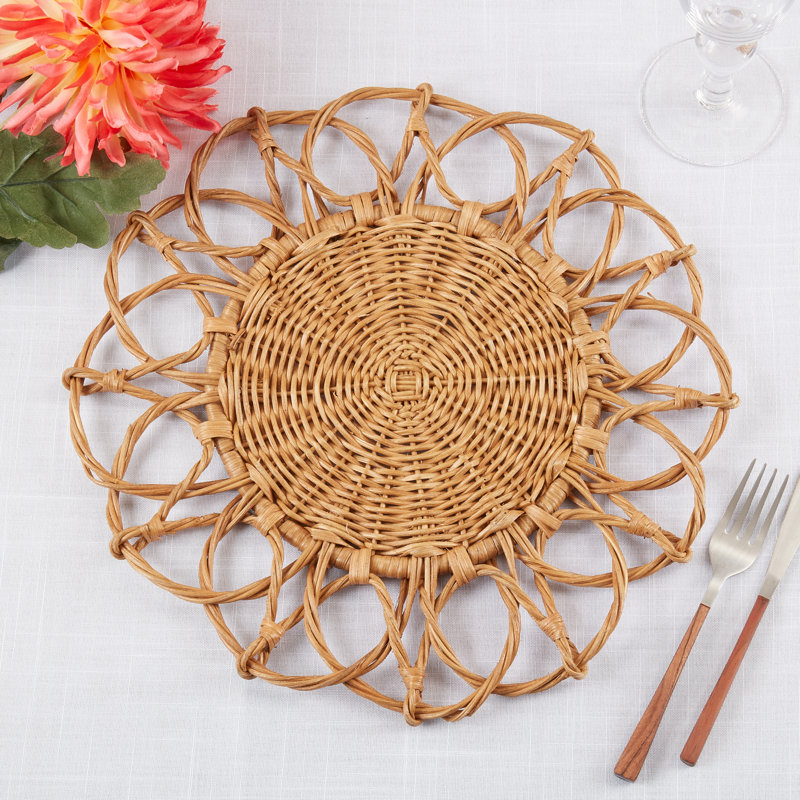 Nicola Twisted Rattan Placemats, Caramel