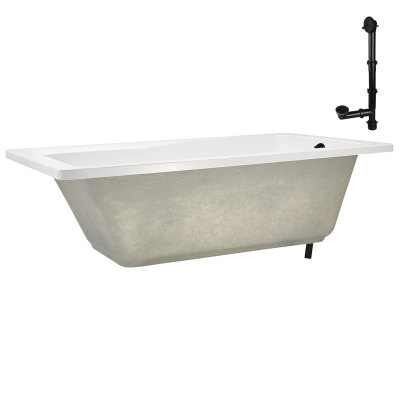 60'' x 32'' Acrylic Soaking Drop-In Bathtub, Drain Included, Matte Oil Rubbed Bronze