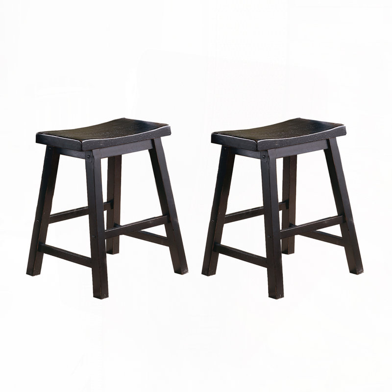 Ensemble de tabourets de bar sans dossier, pieds en bois, Noir