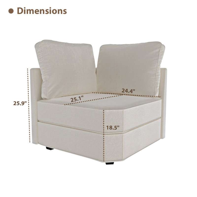 Module d'angle de canapé modulaire modulaire, Chenille beige