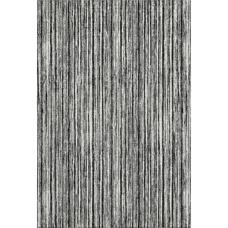 Premium Machine Washable Prisco Black Rug, Rectangle 5' x 7'6"