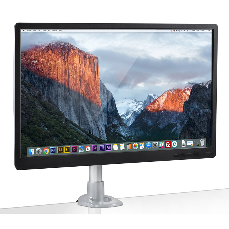 Black Adjustable Single Monitor Desk Mount with C-Clamp
