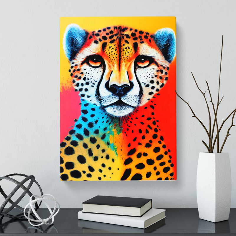 Cheetah Crayon - Wrapped Canvas, 50cm H x 35cm W x 3cm D