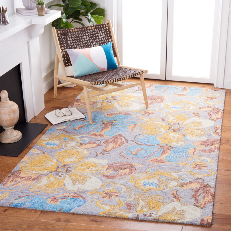 Tapis floral en laine et coton touffeté à la main Metro, Rectangle 8 pi x 10 pi