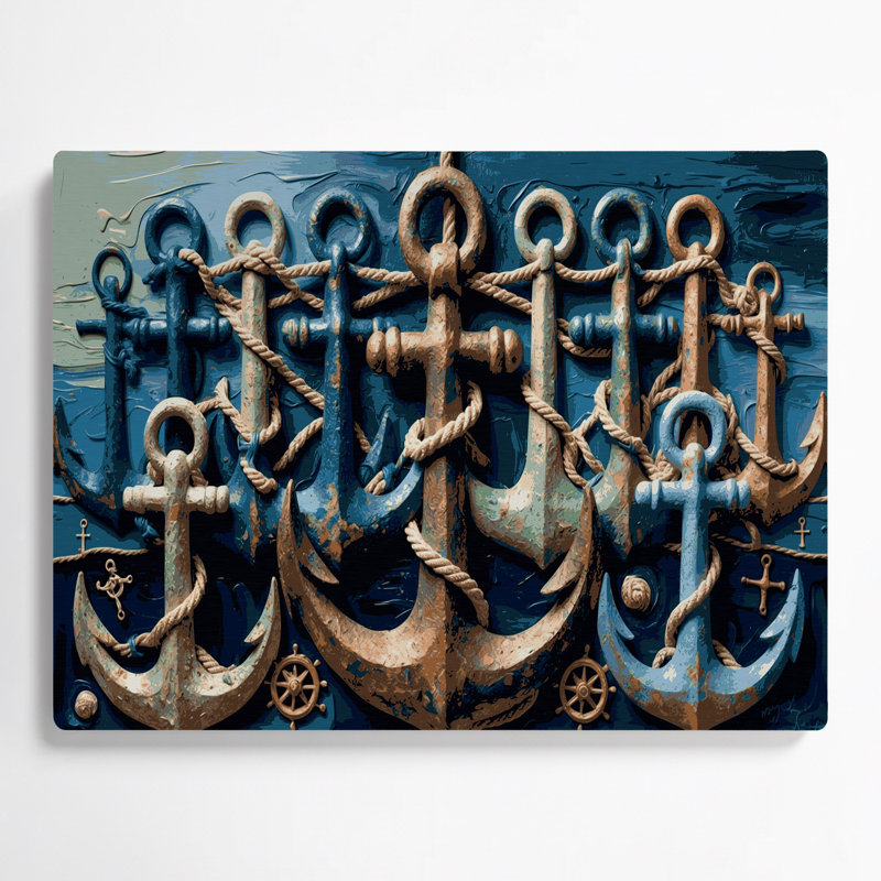 Art nautique gris, art nautique, H 20 po x l 24 po