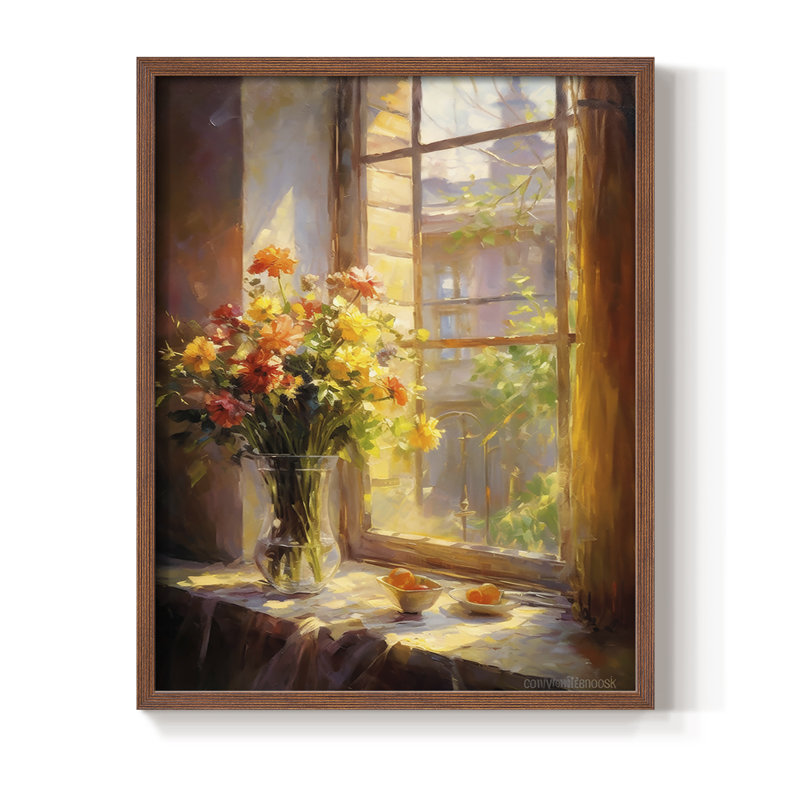 Reproduction encadrée FLORAL Series DCCLxx III - bois massif, H 11 po x l 9 po, Noyer