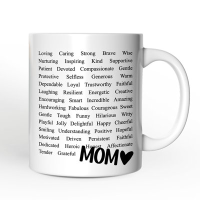 Mots qui définissent la tasse de maman, cadeau de reconnaissance pour maman avec nom personnalisé