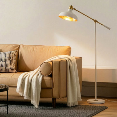 Wyatt Cream 60 In. Modern Led Floor Lamp With Integrated Led And Gold Interior Shade