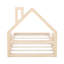 Lit simple en bois avec tête de lit en forme de maison enchanteresse-532399910-532399909