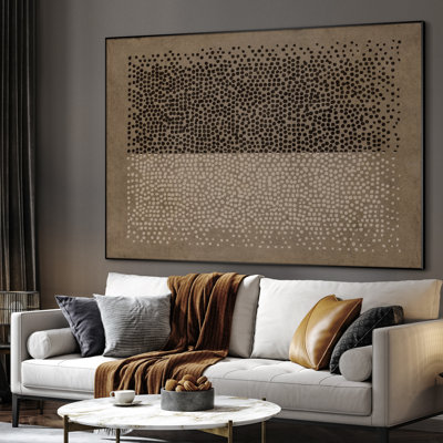 Très grand art mural imprimé sur tissu - contraste moderne neutre à deux tons avec motif taupe et noir pour le salon ou la chambre à coucher - «Assemblage requis du cadre (cadre non fini)»