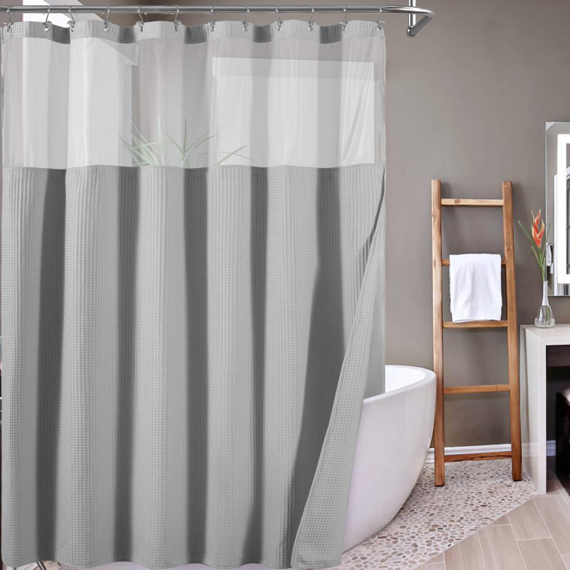 Rideau de douche en mélange de coton gaufré nid d'abeille avec doublure encliquetable, H 72 po x l 71 po, Marine