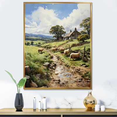 Reproduction d'art sur toile, "England England Sheep Grazingengland Landscape II"