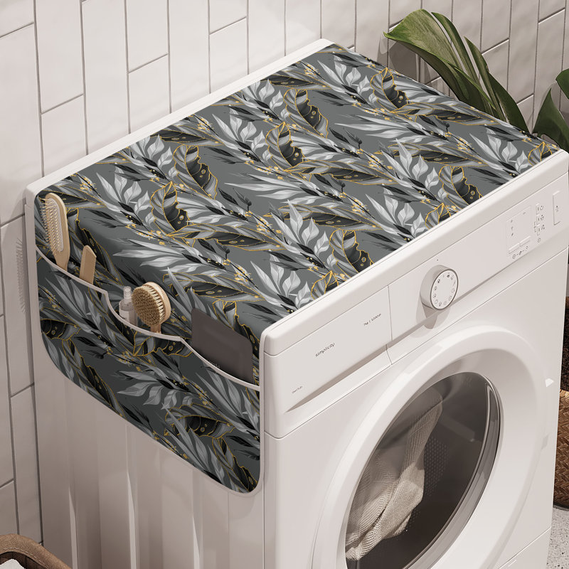 East Urban Home Botanical Washing Machine Organizer Pack of 2 47" x 18.5" Pale Grey Sand Brown