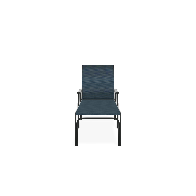 St. Catherine Sling Marine Grade Polymer Four-Position Lay-flat Chaise, Graphite, Nimbus Ocean
