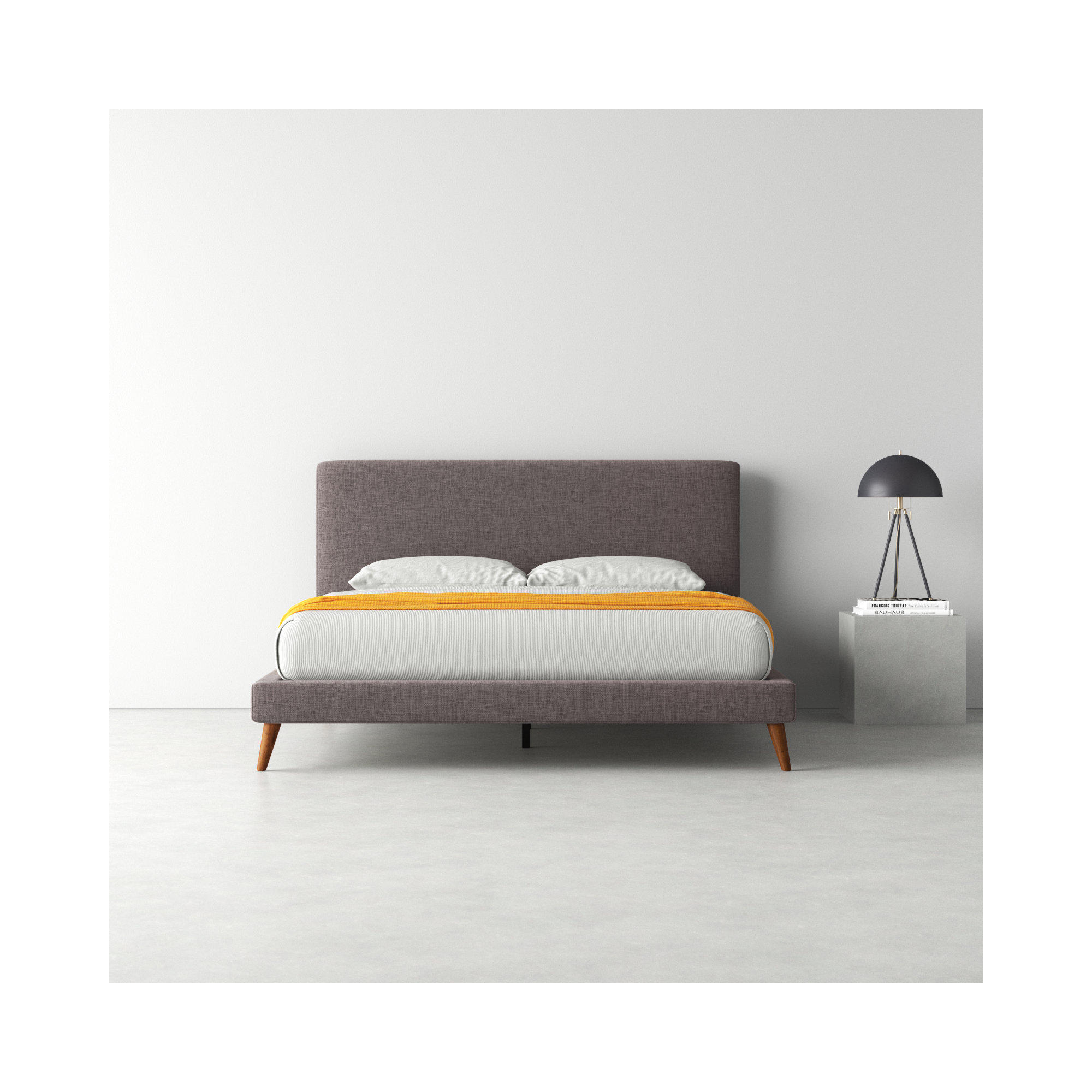 Williams Upholstered Bed, Dark Gray Linen, King