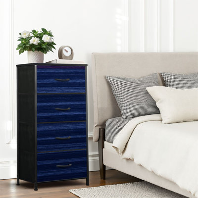 4 Drawer Dresser for Bedroom, Narrow Chest of Drawers, Wooden Top and Study Iron Frame 18"x37.5"-(WxH)