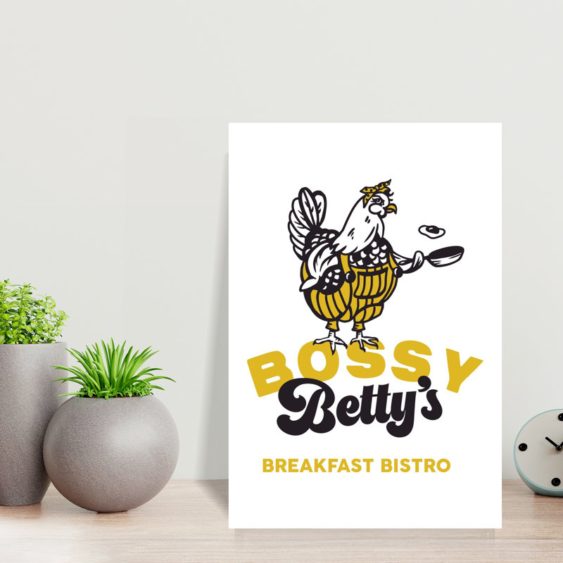 Art mural rétro rétro Bossy Betty, 18" H x 12" W