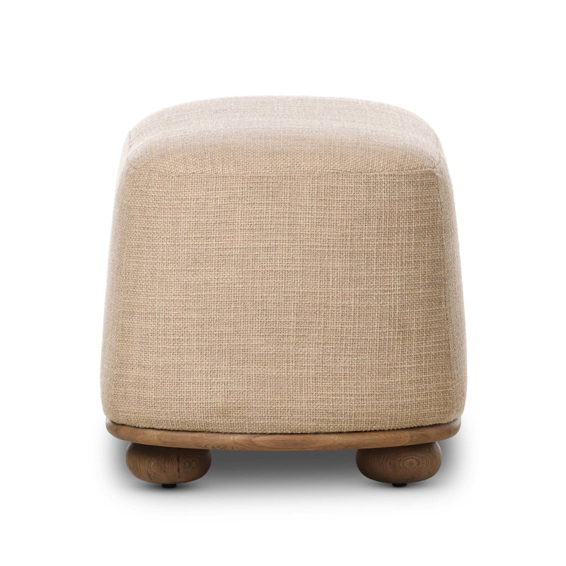 Bilbury Oval Ottoman-Taupe Shearling, Sandy Oak, Saxon Sand